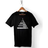 Kravat Piyano Tuşları Piano Tıe Baskılı Tişört Unisex T-Shirt - Siyah - M