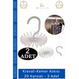 #Kravataskısı Dolap İçi Düzenleyici Gardırop Askısı Şal Eşarp Kravat Kemer Askısı 20 Kancalı - 2 Adet