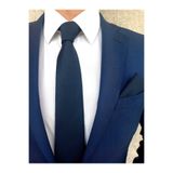 Kravatistan 7 cm Geniş Lacivert Kravat Mendil seti