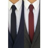 Kravatistan Lacivert Ve Bordo ince/slim Kravat Mendil Seti