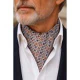 Kravatkolik Gri Çok Renkli Motif Desen Ascot Kravat K688