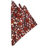 Kravatkolik SPS138 Krem - Bordo Motif Baskılı İpek Mendil