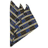 Kravatkolik SPS373 Sarı - Lacivert Motif Baskılı İpek Mendil