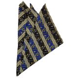 Kravatkolik SPS413 Sarı - Lacivert Motif Baskılı İpek Mendil