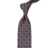 Kravatkolik Turuncu - Siyah Motif Desen Mendilli Klasik Kravat KK12678