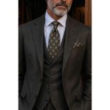 Kravatkolik Yeşil - Sarı Motif Desen Mendilli Klasik Kravat KK13703