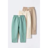 Krazber 3’lü Bebek Basic Pantolon Seti – Mint/krem/bej | 6-36 Ay | %100 Pamuk, Unisex Alt - Karışık - 6 - 9 Ay