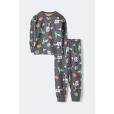 Krazber Erkek Çocuk Blok Canavarları Desenli Uzun Kollu Pijama Takımı – Gri (3–12 Yaş) - 5 - 6 Yaş