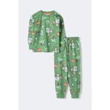 Krazber Erkek Çocuk Blok Canavarları Desenli Uzun Kollu Pijama Takımı – Yeşil (3–12 Yaş) - 9 - 10 Yaş