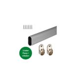 Krc Oval Alüminyum 61 Cm Dolap Içi Oval Askı Borusu - 2 Adet Flanş - Montaj Vidaları