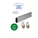 krc Oval Alüminyum 75 Cm Dolap Içi Oval Askı Borusu - 2 Adet Flanş - Montaj Vidaları