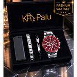 KRC PALU,Clup Polo Cluppolo On Erkek Kol Saati – Kırmızı Kadran, Çelik Kordon, Spor & Şık Kronograf Tasarım, Su yolu Bileklik,İtalyan Bileklik,Çakmak,Özel Kutulu PREMIUM Hediye Seti,Saat Seti - Kırmızı - Gümüş