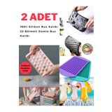 KRD Home 2 Adet | 160lı Silikon Buz Kalıbı ve 33 Bölmeli Pratik Kapaklı Damla Plastik Buz Kalıbı