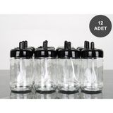 KRD Home Kendinden Kaşıklı Baharatlık 12 Li - 300 ml - Siyah