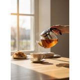 Krd Süzgeçli Cam Demlik 900 Ml. Tea Pot - Çay Makinası Üst Demliği
