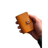 Kredi Kartlık Hakiki Deri İçi Şeffaf 10 Bölmeli Mini Kartlık Kartvizitlik 9 x 7 cm (Taba)