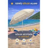 Krem 170 Cm Ayarlanabilir Düz Renk Kumaş Plaj Şemsiyesi Bej