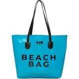 Krem Beach Bag Baskılı Plaj Çantası - Mavi