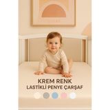 Krem Bebek Lastikli Çarşaf %100 Pamuklu Penye Park Yatak | 60X120 | 70X110 | 70X120 | 70X130 | 70X140 - 70 x 130 cm