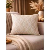 Krem Bej Geometrik Desenli Keten Kırlent Kılıfı 43X43 Cm – Premium Collection