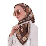 Krem Çiçek Yaprak Desen Aura Eşarp