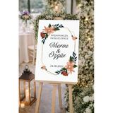 Krem Çiçekl ve Çerçeveli Düğün, Nişan ve Söz Karşılama Panosu – 50x70 cm