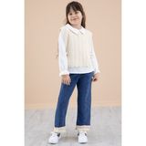 Krem Dantel Süveterli Jean Pantolonlu Kız Çocuk 3lü Takım 20354 - 7 - 8 Yaş