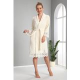 Krem Dantelli Bambo Cotton Bornoz set Krem S