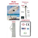 Krem Deniz Plaj Şemsiyesi Seti 2 Mt 10 Telli Bej Şemsiye + Çanta+Kazık