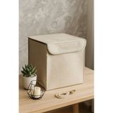 Krem Dolap İçi, Çamaşır, Oyuncak Düzenleyici, Saklama Kutusu, Keçe Sepet Organizer 29x30 Cm Krem