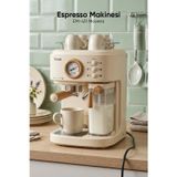 KREM EM-411 Mavera Ahşap Detaylı 20 Bar Krem Espresso Makinesi