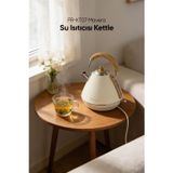 KREM FR-KT07 Mavera 1,7L Ahşap Kulp Detaylı Krem Kettle Su Isıtıcısı