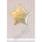 Krem Happy Birthday Yazılı Yıldız Folyo Balon