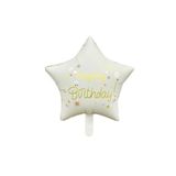Krem Happy Birthday Yıldız Folyo Balon 45 cm