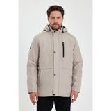 Krem Içi Kalın Kürklü Çıkartılabilir Kapüşonlu Rüzgar ve Su Geçirmez Mont&kaban - 3XL
