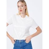 Krem Kadın %100 Pamuk T-Shirt V2YI06K8HM0-ADELE