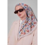 Krem Karışık Çiçek Desen Soft Eşarp