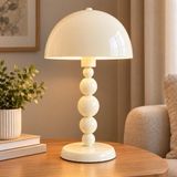 Krem Metal Top Desenli Abajur Masa Lambası Oturma Odası & Yatak Odası & Salon Aydınlatma