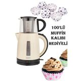 Krem Optimal Plus Elektrikli Cay Makinesi 100Lu Muffin Kalibi Anneler Gunu Ozel