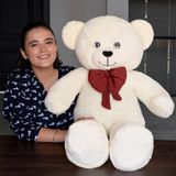 Krem Papyonlu Dev Pelüş Ayıcık,Yumuşak ve Sevimli Büyük Boy Oyuncak Ayı,Sarılmalık Ayı,Sevgiliye Hediye Ayıcık (100cmKrem)
