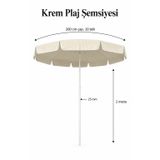 Krem Plaj Ve Bahçe Şemsiyesi 200 Cm Çap / 10 Telli