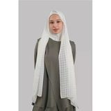 Krem Pratik Hazır Geçmeli Şal Desenli Şifon Hijab Boneli 2415_40