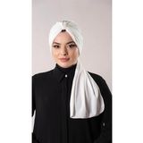 Krem Pratik Hazır Geçmeli Tesettür Bone Sandy Kumaş Atkılı 2204_40