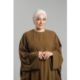 Krem Pratik Hazır Geçmeli Tesettür Bone Sandy Kumaş Taşlı 1456_40