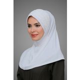 Krem Pratik Hazır Geçmeli Tesettür Eşarp Sandy Kumaş İşlemeli İncili Taşlı 1605_40