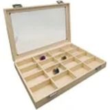 Krem Renk Deri Kumaşlı 34X24 cm Bölmeli Tırnaklı Yüzük Tablası