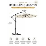 Krem Renk Makaralı Balkon Teras Bahçe Şemsiyesi Çap 300 Cm/8 Telli