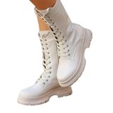 KREM SAKNUK CİLT BAĞCIKLI FERMUARLI TOPUK BOYU 5 CM TAM BOY 29 CM SU GEÇİRMEZ KAYDIRMAZKADIN ÇİZME Krem 37