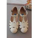 Krem, Strapora, Swing, Lindy Hop, Dans Ve Spor Ayakkabısı, Kapalı Burun, 1.5 Cm Topuk, Düz Taban