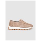 Krem Süet Deri Kadın Loafer Sneaker Ayakkabı